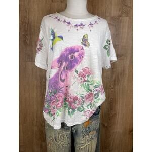 Magnolia Pearl Forest Fellows Bunny Boyfriend Cut T Shirt NWT OS